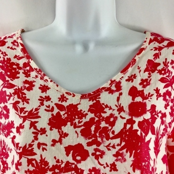 ELENA Baldi Pink And White Floral Print Linen Tunic Top Size M Made In Italy - Picture 5 of 8